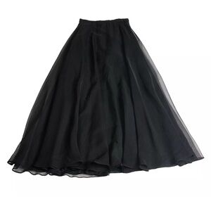 After Dark Skirt Women Sz 12 Black Maxi Chiffon Overlay 90s Goth Witch Vintage